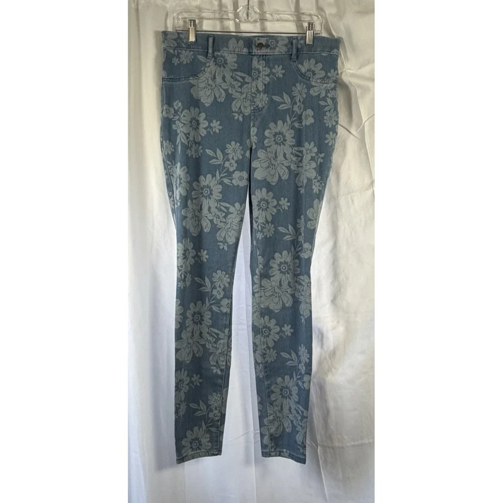 Time And Tru‎ Women's High Rise Jeggings Pants Stretch Floral Denim L(12-14)